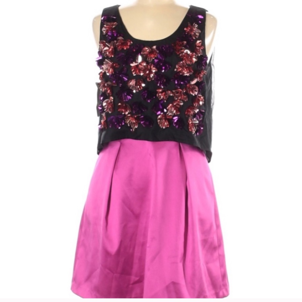 💫SOLD💫 ERIN by Erin Fetherston Black & Fuchsia Embellished Dress - Picture 1 of 8